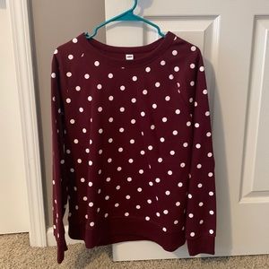 Never worn, large, old navy sweater - maroon with white polka dots